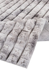 Pivra Light Grey Plain Embossed Modern Decorative Rug