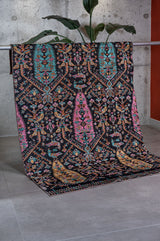 Flura Black Pink Floral Classic Machine-Made Rug