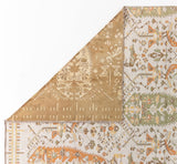 Flura Beige Orange Blumen Klassischer Maschinell Gefertigter Teppich