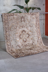 Flura Beige Brown Medallion Pattern Classic Machine-Made Rug