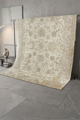 Flura Beige Grau Abstraktes Muster Moderner Maschinell Gefertigter Teppich