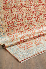 Kimra Red Beige Floral Classic Living Room Machine-Made Rug