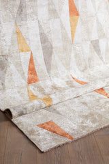 Flura Beige Orange Geometrischer Moderner Maschinell Gefertigter Teppich