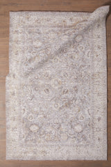 Flura Beige Grey Classic Living Room Rug with Medallion Pattern