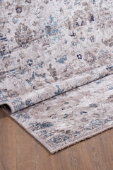 Flura Gri Mavi Soyut Desenli Modern Yumuşak Makine Halısı