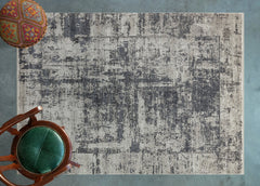 Gri Soyut Modern Etnik Desenli Halı  | Makinada Yıkanabilir | Hav Toz Vermez | Leke Tutmayan | Kaymaz Taban | Dijital Makine Baskı | Salon Yolluk Mutfak Halısı