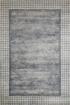 Gri Çerçeveli Modern Etnik Desenli Halı  | Makinada Yıkanabilir | Hav Toz Vermez | Leke Tutmayan | Kaymaz Taban | Dijital Makine Baskı | Salon Yolluk Mutfak Halısı