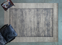 Gri Çerçeveli Modern Etnik Desenli Halı  | Makinada Yıkanabilir | Hav Toz Vermez | Leke Tutmayan | Kaymaz Taban | Dijital Makine Baskı | Salon Yolluk Mutfak Halısı