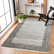 Gri Çerçeveli Modern Etnik Desenli Halı  | Makinada Yıkanabilir | Hav Toz Vermez | Leke Tutmayan | Kaymaz Taban | Dijital Makine Baskı | Salon Yolluk Mutfak Halısı