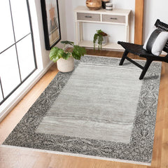 Gri Çerçeveli Modern Etnik Desenli Halı  | Makinada Yıkanabilir | Hav Toz Vermez | Leke Tutmayan | Kaymaz Taban | Dijital Makine Baskı | Salon Yolluk Mutfak Halısı