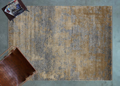 Altın Soyut Modern Etnik Desenli Halı  | Makinada Yıkanabilir | Hav Toz Vermez | Leke Tutmayan | Kaymaz Taban | Dijital Makine Baskı | Salon Yolluk Mutfak Halısı