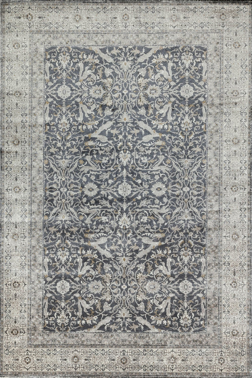 Gri Göbekli Modern Etnik Desenli Halı  | Makinada Yıkanabilir | Hav Toz Vermez | Leke Tutmayan | Kaymaz Taban | Dijital Makine Baskı | Salon Yolluk Mutfak Halısı