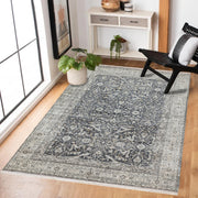 Gri Göbekli Modern Etnik Desenli Halı  | Makinada Yıkanabilir | Hav Toz Vermez | Leke Tutmayan | Kaymaz Taban | Dijital Makine Baskı | Salon Yolluk Mutfak Halısı