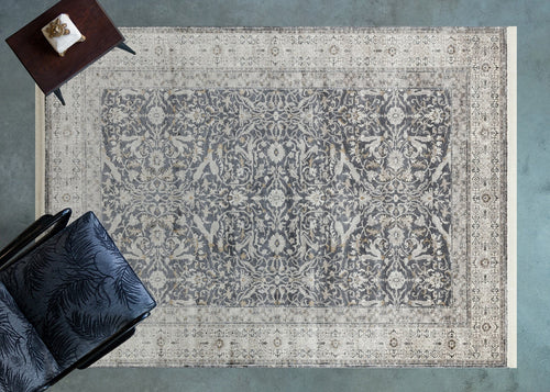 Gri Göbekli Modern Etnik Desenli Halı  | Makinada Yıkanabilir | Hav Toz Vermez | Leke Tutmayan | Kaymaz Taban | Dijital Makine Baskı | Salon Yolluk Mutfak Halısı