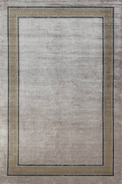 Gri Çerçeveli Modern Etnik Desenli Halı  | Makinada Yıkanabilir | Hav Toz Vermez | Leke Tutmayan | Kaymaz Taban | Dijital Makine Baskı | Salon Yolluk Mutfak Halısı