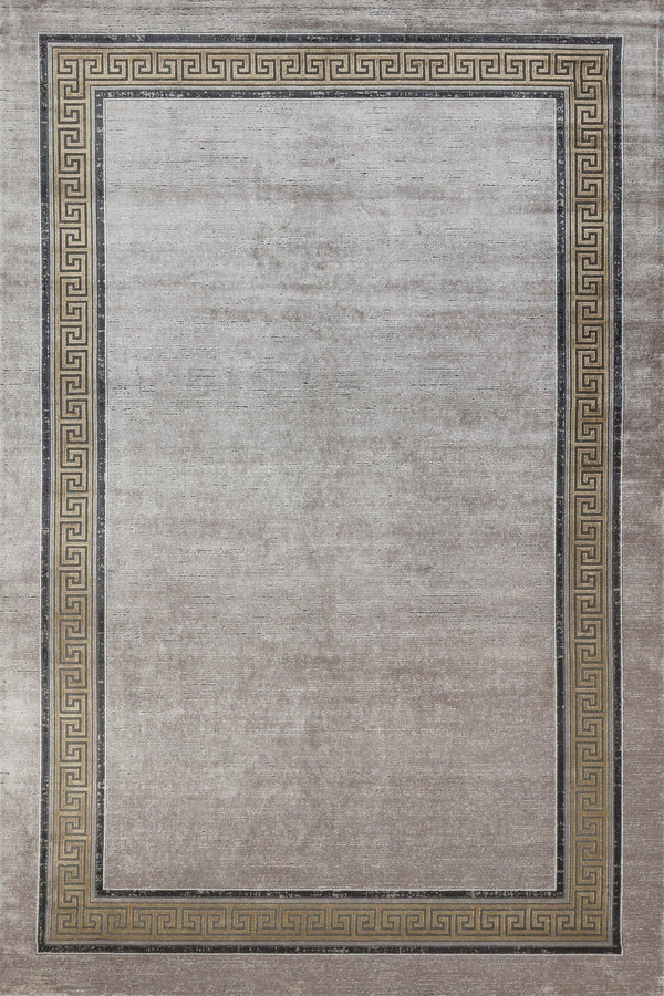 Gri Vizon Bordürlü Modern Halı - Yıkanabilir - Kaymaz Taban - Pati Dostu