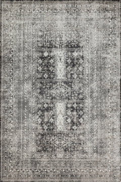 Antrasit Çerçeveli Modern Etnik Desenli Halı  | Makinada Yıkanabilir | Hav Toz Vermez | Leke Tutmayan | Kaymaz Taban | Dijital Makine Baskı | Salon Yolluk Mutfak Halısı