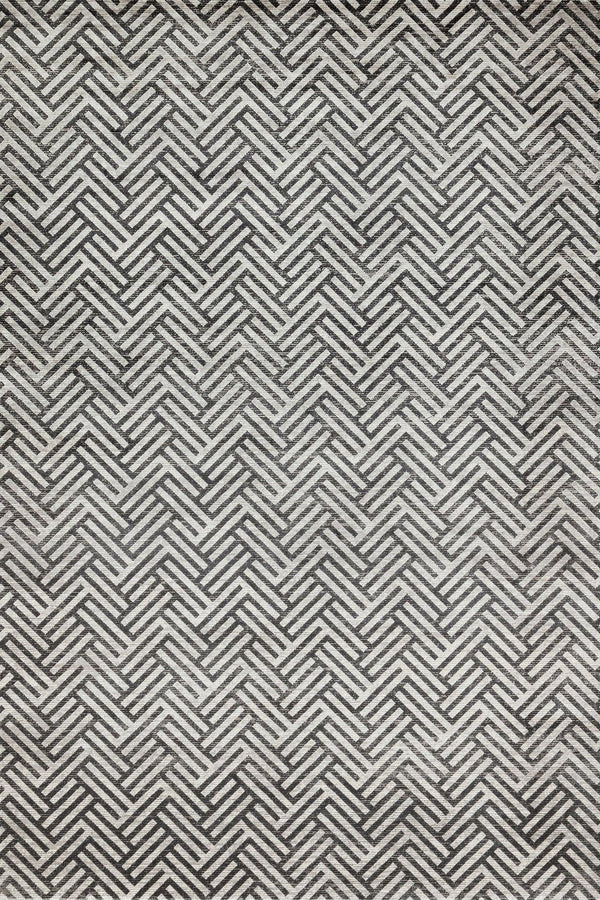 Beyaz Gri Geometrik Modern Halı - Yıkanabilir - Kaymaz Taban - Pati Dostu