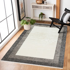 Krem Geometrik Modern Etnik Desenli Halı  | Makinada Yıkanabilir | Hav Toz Vermez | Leke Tutmayan | Kaymaz Taban | Dijital Makine Baskı | Salon Yolluk Mutfak Halısı