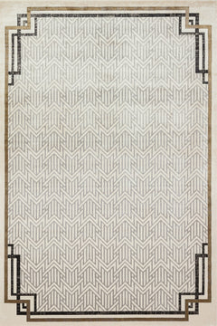 Krem Çerçeveli Modern Etnik Desenli Halı  | Makinada Yıkanabilir | Hav Toz Vermez | Leke Tutmayan | Kaymaz Taban | Dijital Makine Baskı | Salon Yolluk Mutfak Halısı