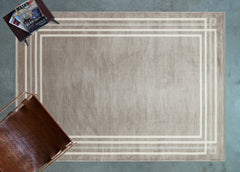 Vizon Çerçeveli Modern Etnik Desenli Halı  | Makinada Yıkanabilir | Hav Toz Vermez | Leke Tutmayan | Kaymaz Taban | Dijital Makine Baskı | Salon Yolluk Mutfak Halısı