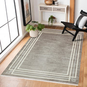 Vizon Çerçeveli Modern Etnik Desenli Halı  | Makinada Yıkanabilir | Hav Toz Vermez | Leke Tutmayan | Kaymaz Taban | Dijital Makine Baskı | Salon Yolluk Mutfak Halısı