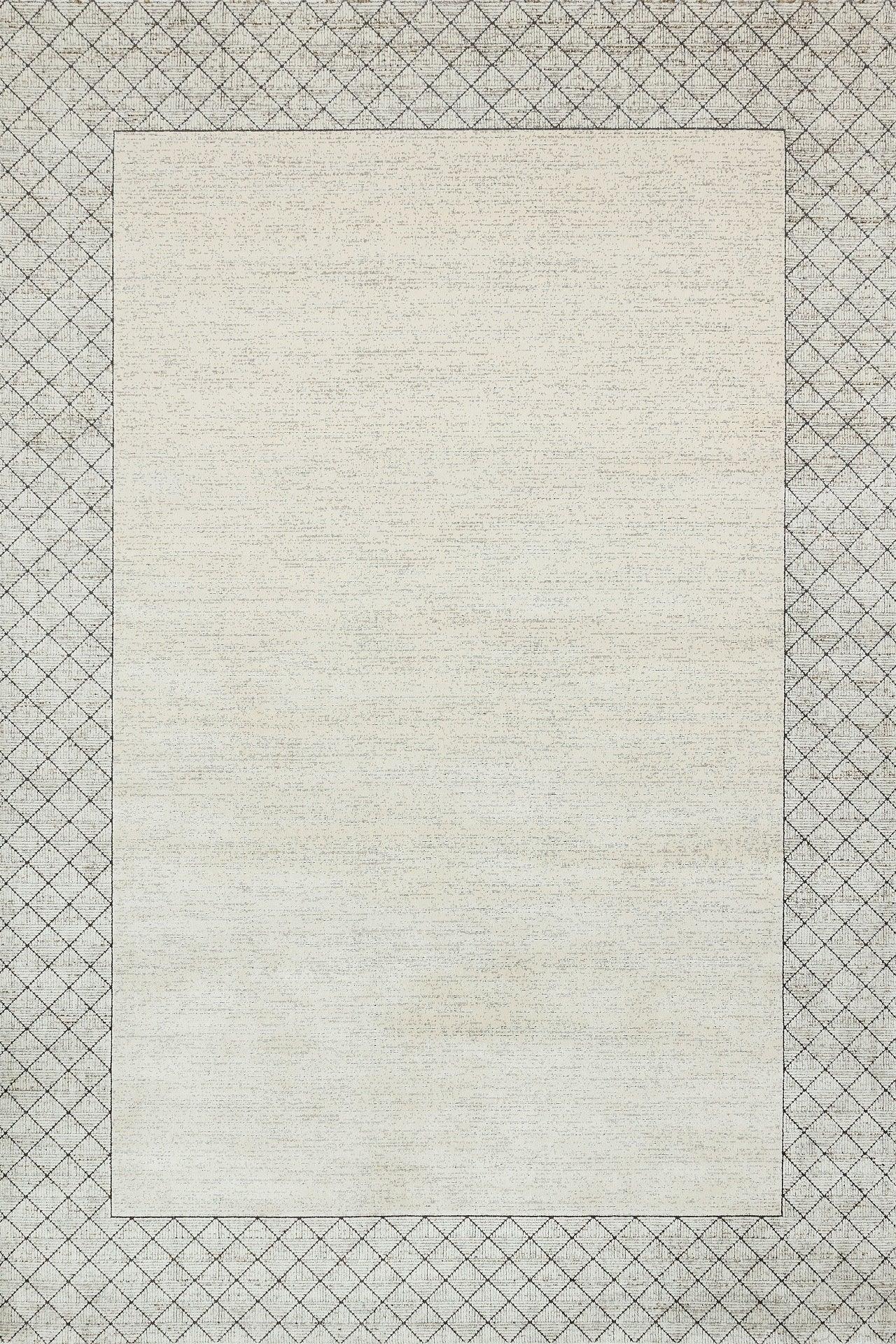 Bej Gri Geometrik Modern Halı - Yıkanabilir - Kaymaz Taban - Pati Dostu