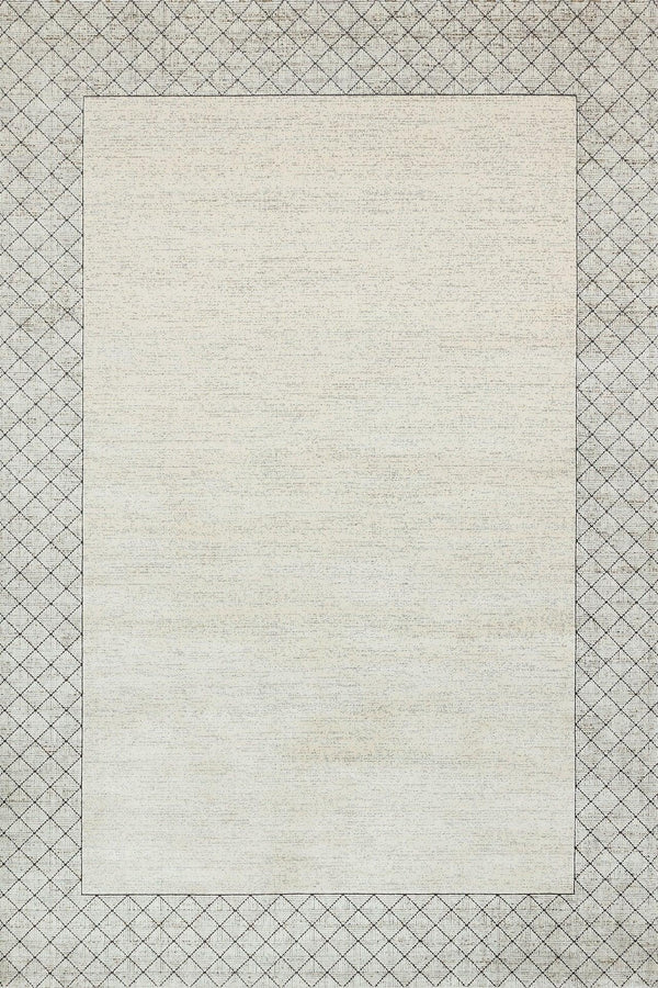 Bej Gri Geometrik Modern Halı - Yıkanabilir - Kaymaz Taban - Pati Dostu