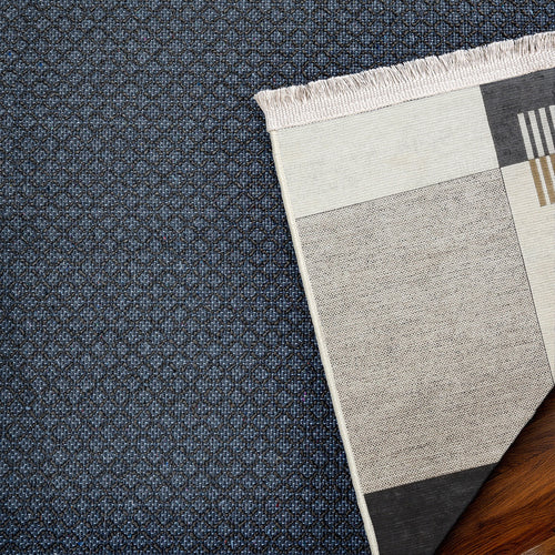 Siyah Geometrik Modern Etnik Desenli Halı  | Makinada Yıkanabilir | Hav Toz Vermez | Leke Tutmayan | Kaymaz Taban | Dijital Makine Baskı | Salon Yolluk Mutfak Halısı