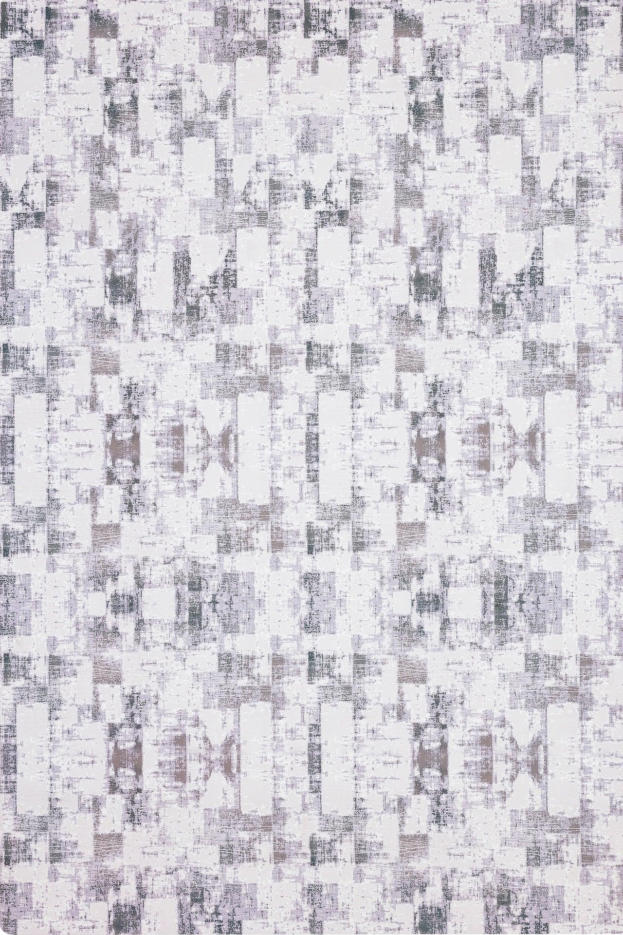 Gri Krem Geometrik Modern Halı - Yıkanabilir - Kaymaz Taban - Pati Dostu