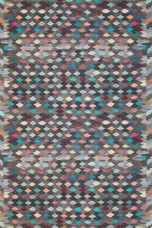 Gri Soyut Modern Etnik Desenli Halı  | Makinada Yıkanabilir | Hav Toz Vermez | Leke Tutmayan | Kaymaz Taban | Dijital Makine Baskı | Salon Yolluk Mutfak Halısı