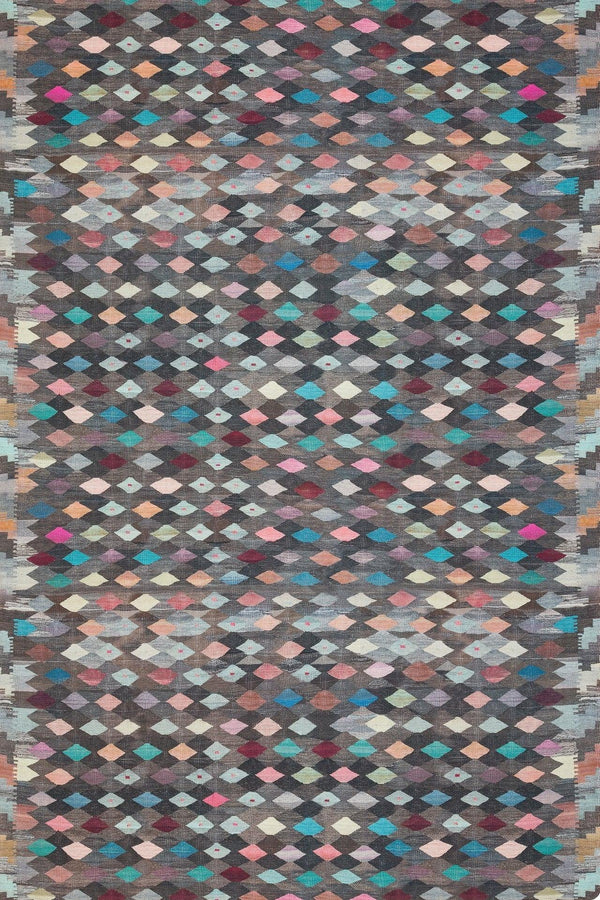 Gri Renkli Geometrik Modern Halı - Yıkanabilir - Kaymaz Taban - Pati Dostu