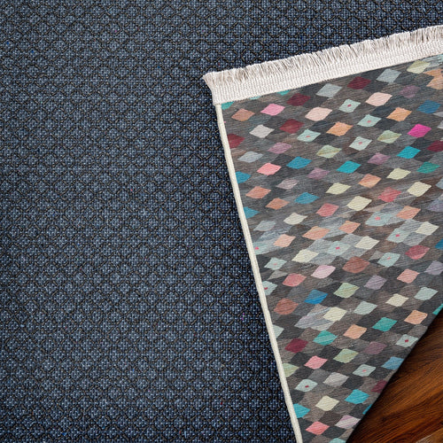 Gri Soyut Modern Etnik Desenli Halı  | Makinada Yıkanabilir | Hav Toz Vermez | Leke Tutmayan | Kaymaz Taban | Dijital Makine Baskı | Salon Yolluk Mutfak Halısı