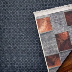 Gri Patchwork Modern Etnik Desenli Halı  | Makinada Yıkanabilir | Hav Toz Vermez | Leke Tutmayan | Kaymaz Taban | Dijital Makine Baskı | Salon Yolluk Mutfak Halısı