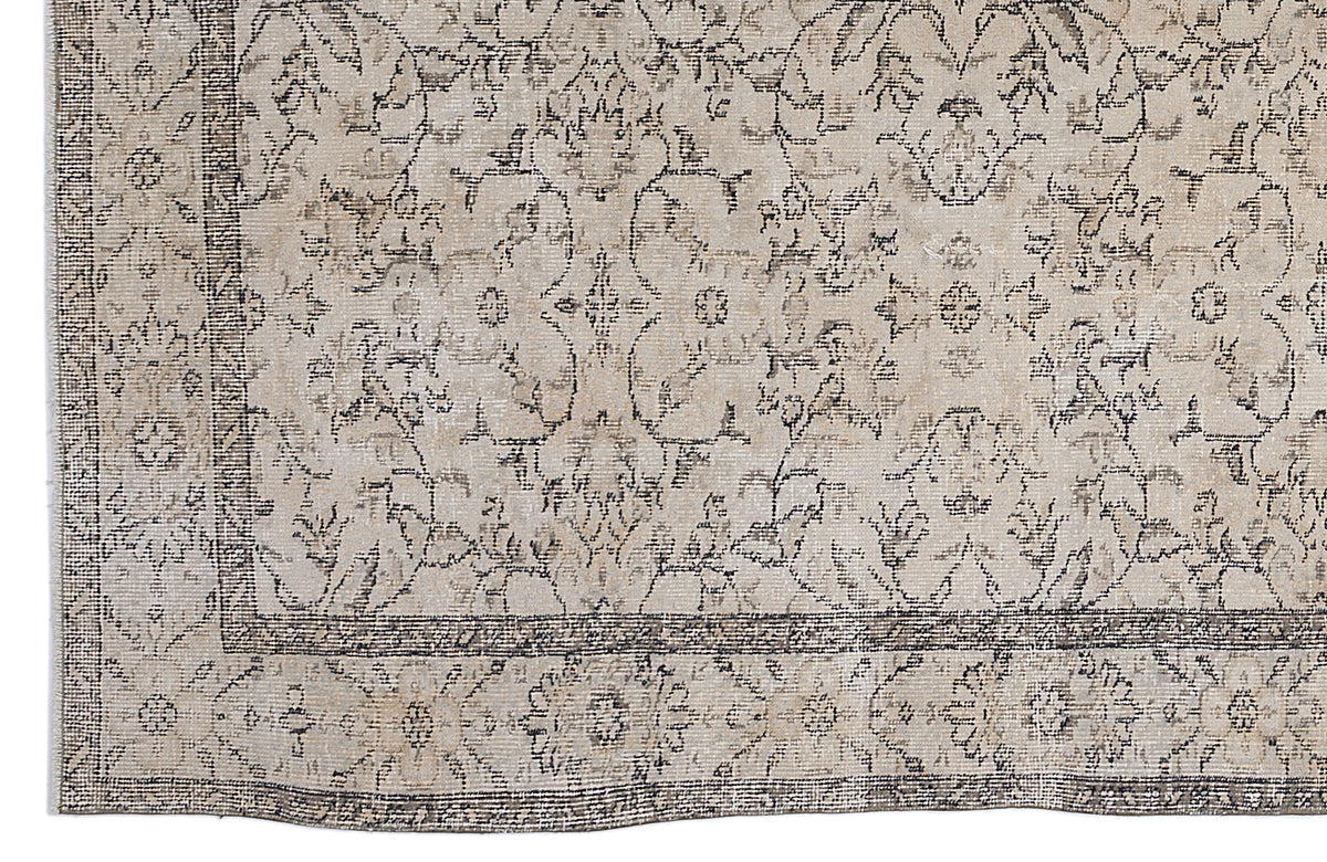 Tirena Bej ve Gri Çiçek Desenli El Dokuma Halı 177x285 cm – detay görünümü