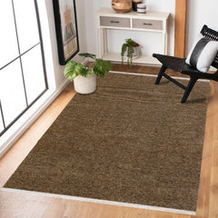 Kahve Düz Modern Etnik Desenli Halı  | Makinada Yıkanabilir | Hav Toz Vermez | Leke Tutmayan | Kaymaz Taban | Dijital Makine Baskı | Salon Yolluk Mutfak Halısı