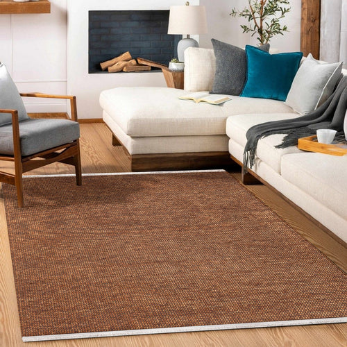 Turuncu Düz Modern Etnik Desenli Halı  | Makinada Yıkanabilir | Hav Toz Vermez | Leke Tutmayan | Kaymaz Taban | Dijital Makine Baskı | Salon Yolluk Mutfak Halısı