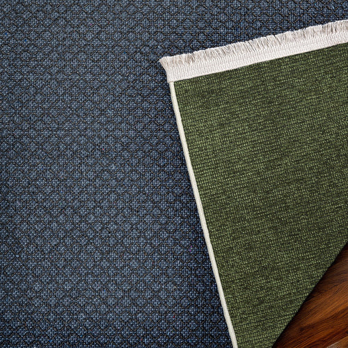 Yeşil Düz Modern Etnik Desenli Halı  | Makinada Yıkanabilir | Hav Toz Vermez | Leke Tutmayan | Kaymaz Taban | Dijital Makine Baskı | Salon Yolluk Mutfak Halısı