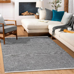 Gri Düz Modern Etnik Desenli Halı  | Makinada Yıkanabilir | Hav Toz Vermez | Leke Tutmayan | Kaymaz Taban | Dijital Makine Baskı | Salon Yolluk Mutfak Halısı