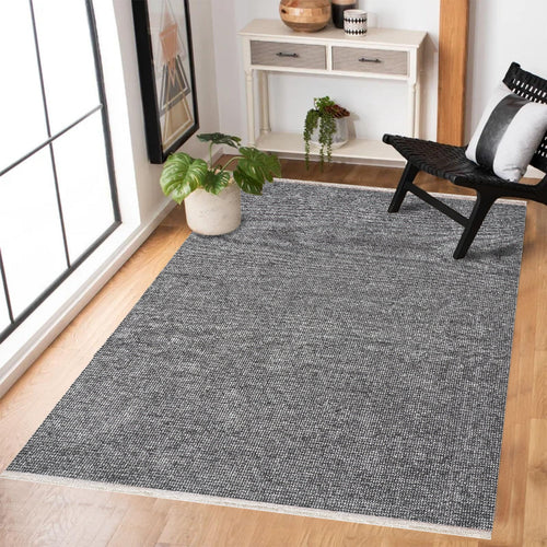 Gri Düz Modern Etnik Desenli Halı  | Makinada Yıkanabilir | Hav Toz Vermez | Leke Tutmayan | Kaymaz Taban | Dijital Makine Baskı | Salon Yolluk Mutfak Halısı