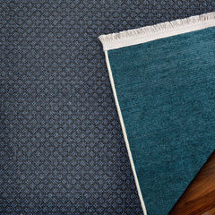 Mavi Düz Modern Etnik Desenli Halı  | Makinada Yıkanabilir | Hav Toz Vermez | Leke Tutmayan | Kaymaz Taban | Dijital Makine Baskı | Salon Yolluk Mutfak Halısı