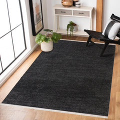 Antrasit Düz Modern Etnik Desenli Halı  | Makinada Yıkanabilir | Hav Toz Vermez | Leke Tutmayan | Kaymaz Taban | Dijital Makine Baskı | Salon Yolluk Mutfak Halısı