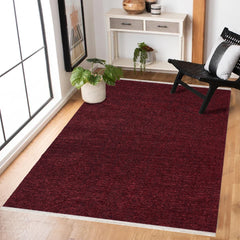 Kırmızı Düz Modern Etnik Desenli Halı  | Makinada Yıkanabilir | Hav Toz Vermez | Leke Tutmayan | Kaymaz Taban | Dijital Makine Baskı | Salon Yolluk Mutfak Halısı