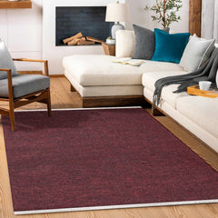 Kırmızı Düz Modern Etnik Desenli Halı  | Makinada Yıkanabilir | Hav Toz Vermez | Leke Tutmayan | Kaymaz Taban | Dijital Makine Baskı | Salon Yolluk Mutfak Halısı