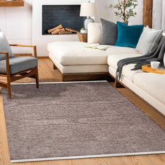 Mürdüm Düz Modern Etnik Desenli Halı  | Makinada Yıkanabilir | Hav Toz Vermez | Leke Tutmayan | Kaymaz Taban | Dijital Makine Baskı | Salon Yolluk Mutfak Halısı