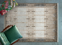 Gri Geometrik Modern Etnik Desenli Halı  | Makinada Yıkanabilir | Hav Toz Vermez | Leke Tutmayan | Kaymaz Taban | Dijital Makine Baskı | Salon Yolluk Mutfak Halısı