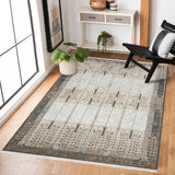 Cream Gray Modern Geometric Living Room Rug - Polyester