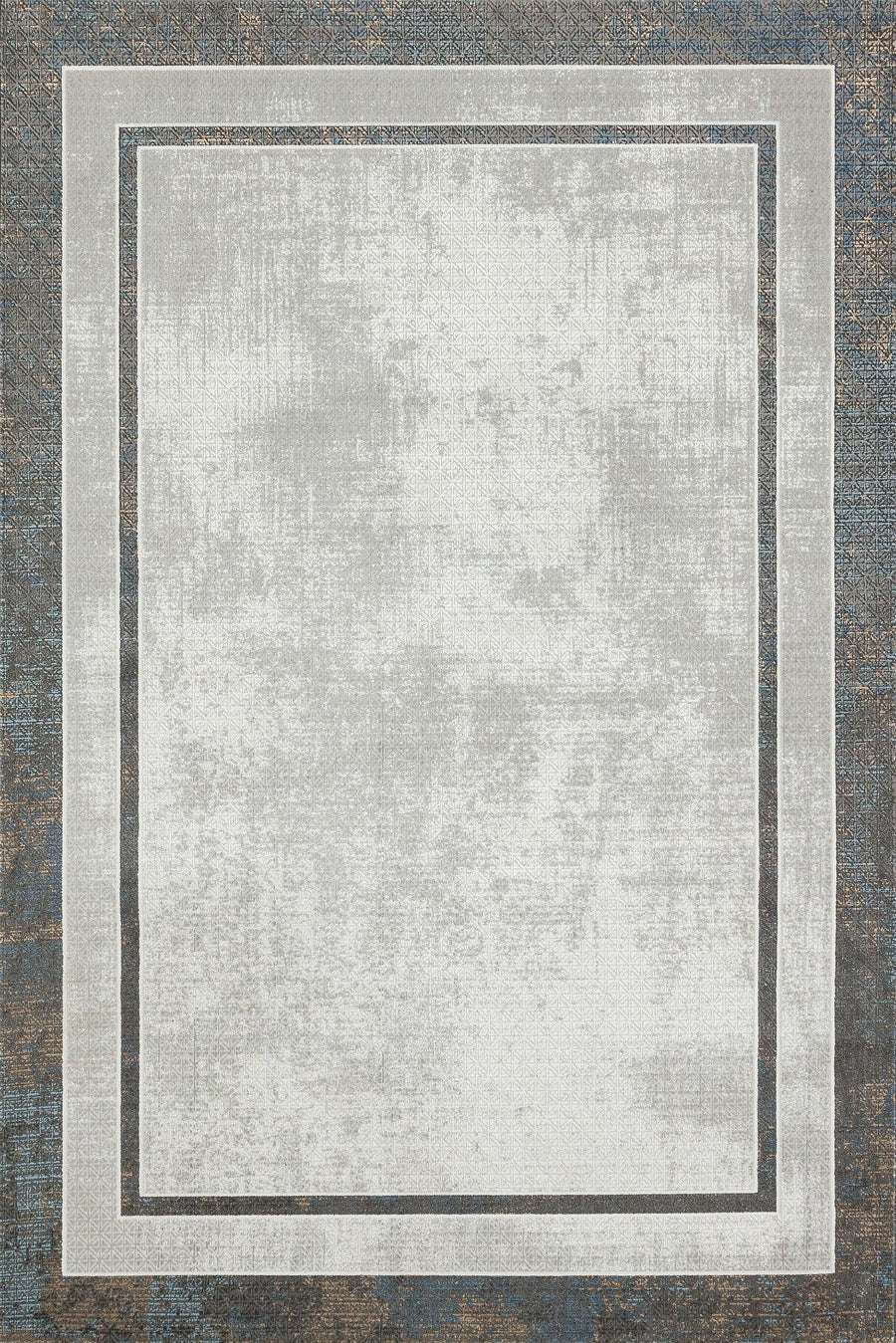 Grey and Blue Geometric Area Rug, Distressed Style – in the hallway