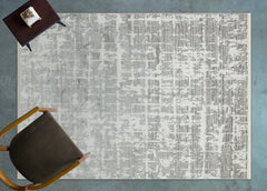 Gri Soyut Modern Etnik Desenli Halı  | Makinada Yıkanabilir | Hav Toz Vermez | Leke Tutmayan | Kaymaz Taban | Dijital Makine Baskı | Salon Yolluk Mutfak Halısı