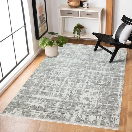 Gri Soyut Modern Etnik Desenli Halı  | Makinada Yıkanabilir | Hav Toz Vermez | Leke Tutmayan | Kaymaz Taban | Dijital Makine Baskı | Salon Yolluk Mutfak Halısı